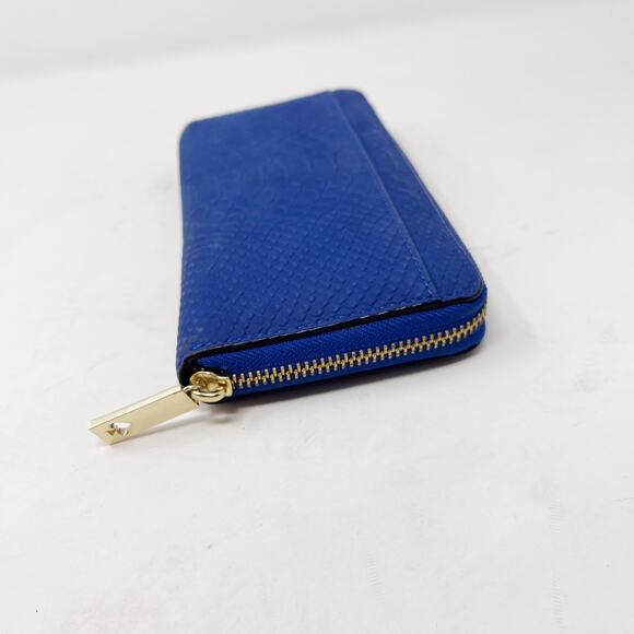 Kate Spade Orbital Blue Elsie Street Snake Embossed Leather Neda Zip Wallet - Picture 6 of 15